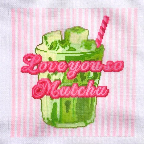 Lucky Lotus Needlepoint Love You So Matcha Needlepoint Canvas