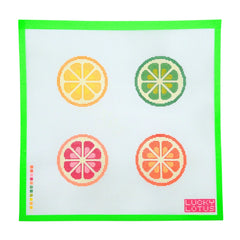 Lucky Lotus Needlepoint Citrus Coasters Needlepoint Canvas