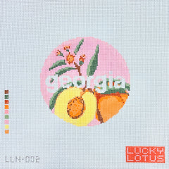 Lucky Lotus Needlepoint Georgia Travel Round Needlepoint Canvas