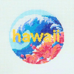 Lucky Lotus Needlepoint Hawaii Travel Round Needlepoint Canvas