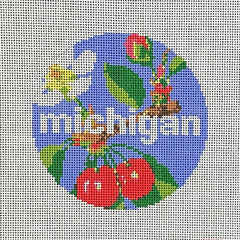 Lucky Lotus Needlepoint Michigan Travel Round Needlepoint Canvas