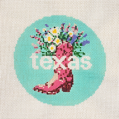 Lucky Lotus Needlepoint Texas Travel Round Needlepoint Canvas