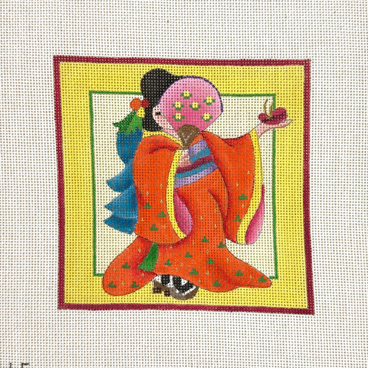 Melissa Shirley Designs Japanese Figure with Fan Needlepoint Canvas