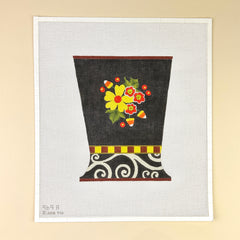 Melissa Shirley Designs Pumpkin with Candy Corn 3D Vase Needlepoint Canvas