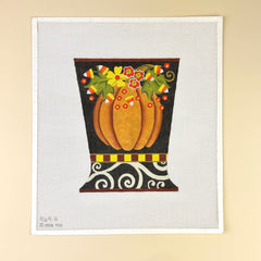 Melissa Shirley Designs Pumpkin with Candy Corn 3D Vase Needlepoint Canvas
