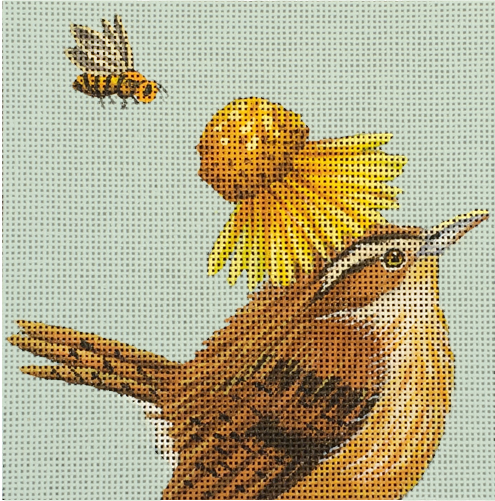 Melissa Shirley Designs Vicki Sawyer Wren and Bee Needlepoint Canvas