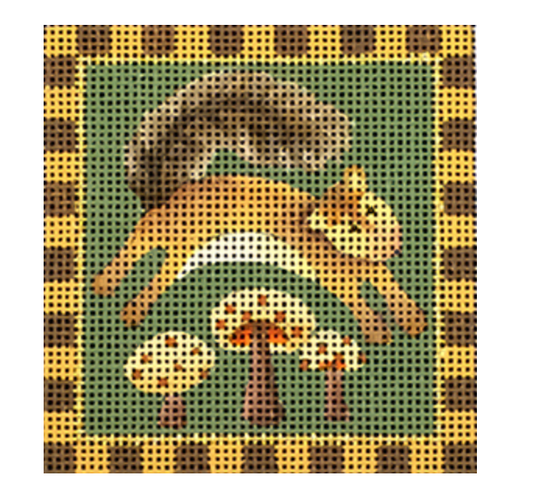 Melissa Shirley Designs Over the Mushrooms Squirrel Needlepoint Canvas