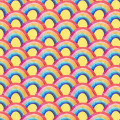 Mia Charro Bloom Rainbow Flow Cotton Fabric - Yellow