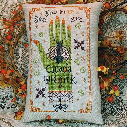 Miss Prim Cicada On Witch Hand Cross Stitch Pattern