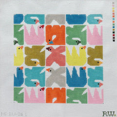 Mopsey Designs Rachel Westhead Designs: Multi Coloured Birds Needlepoint Canvas