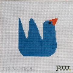 Mopsey Designs Rachel Westhead Designs: Single Multi Coloured Birds Needlepoint Canvas - Blue