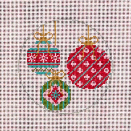 Ndlpt Designs 3 Christmas Bauble Ornament Needlepoint Canvas