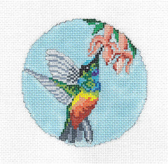 Needle Crossings Gold-Bellied Starfrontlet Hummingbird Needlepoint Canvas