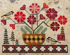 The Artsy Housewife December Chickadees Cross Stitch Pattern