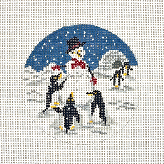 Needle Crossings Penguin Snowman Party Needlepoint Canvas