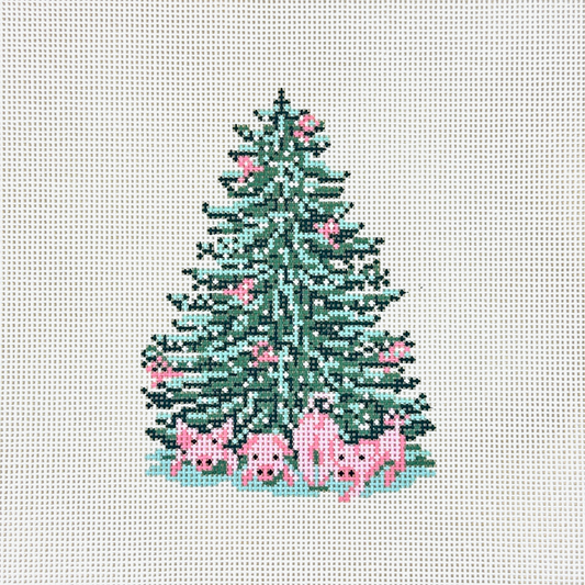 Needle Crossings Piggy Tree Needlepoint Canvas