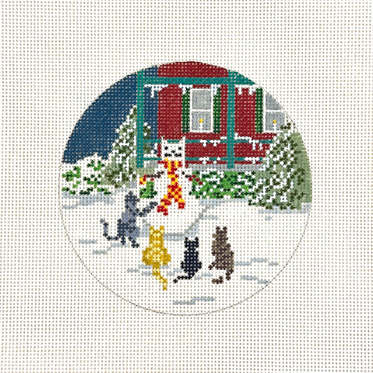 Needle Crossings Snow Cat Party Needlepoint Canvas