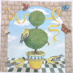 Kate Dickerson Needlepoint Collections Goldfinch & Topiary Needlepoint Canvas