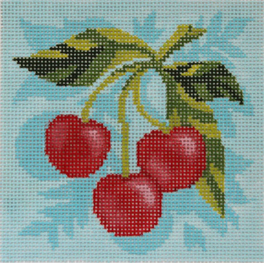 PLD Designs Abigail Cecile Fruit Square Cherries Needlepoint Canvas