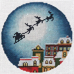 PLD Designs Abigail Cecile Santa Over Christmas Eve Town Ornament Needlepoint Canvas