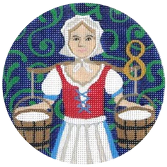 PLD Designs Florence 12 Days of Christmas 8 Milking Maids Needlepoint Canvas