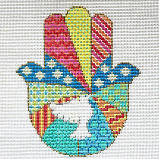PLD Designs Sandy Utain Hamsa Dove with Pastel Colors Needlepoint Canvas