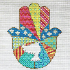 PLD Designs Sandy Utain Hamsa Dove with Pastel Colors Needlepoint Canvas