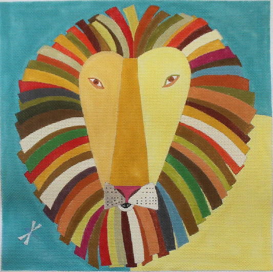 PLD Designs Melanie Mikecz Colorful Lion Needlepoint Canvas
