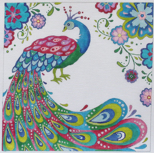 PLD Designs Steve Haskamp Peacock Needlepoint Canvas
