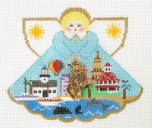 Painted Pony Designs San Diego Travel Angel Needlepoint Canvas
