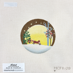 Painted Pony Designs Mary E Charles Fox & Moon Round Needlepoint Canvas