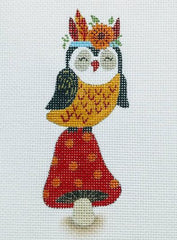 Painted Pony Designs Suzanne Nicoll Mushroom Owl Needlepoint Canvas