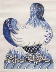 Patti Mann 3D Blue Rooster Needlepoint Canvas