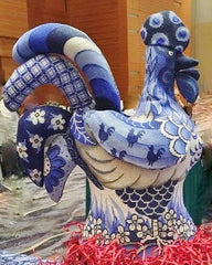 Patti Mann 3D Blue Rooster Needlepoint Canvas