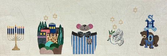Patti Mann Pudgie Judaica Bear Needlepoint Canvas