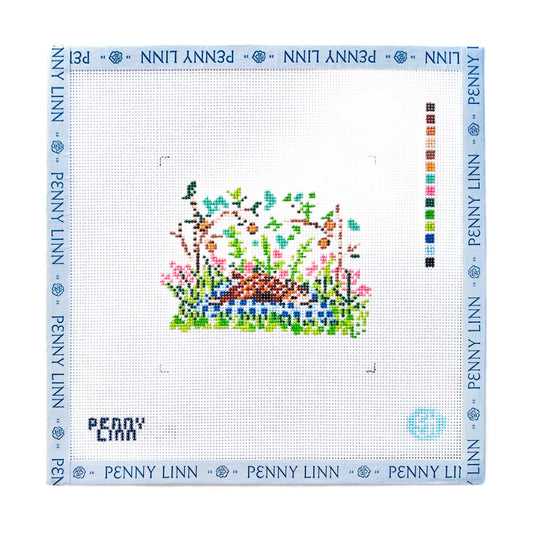 Penny Linn Evelyn Henson Deer Picnic Napping Needlepoint Canvas