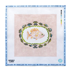 Penny Linn Evelyn Henson Fish Shell Platter Pink Needlepoint Canvas