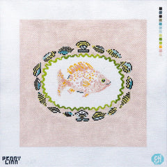 Penny Linn Evelyn Henson Fish Shell Platter Pink Needlepoint Canvas