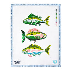 Penny Linn Evelyn Henson Fishing Trio Two Needlepoint Canvas