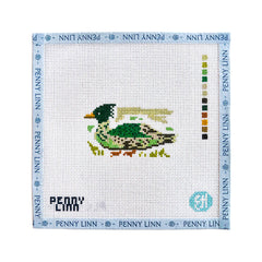 Penny Linn Evelyn Henson Left Facing Green Duck Needlepoint Canvas