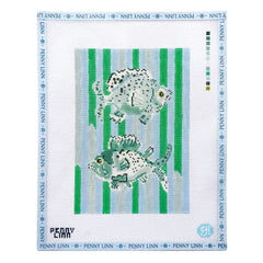 Penny Linn Evelyn Henson Striped Fish Sea Blue Needlepoint Canvas