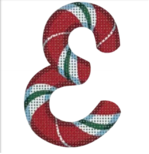 Pepperberry Designs Candy Cane Letter E Needlepoint Canvas