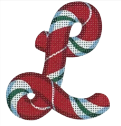 Pepperberry Designs Candy Cane Letter L Needlepoint Canvas