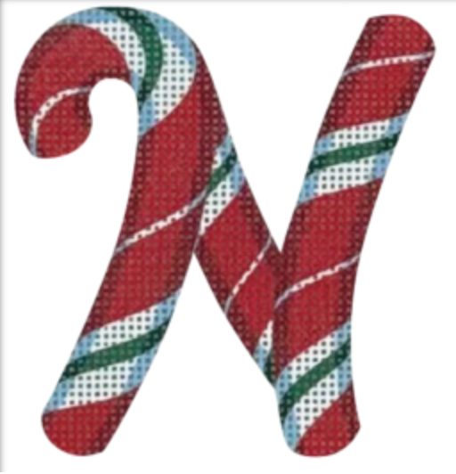 Pepperberry Designs Candy Cane Letter N Needlepoint Canvas