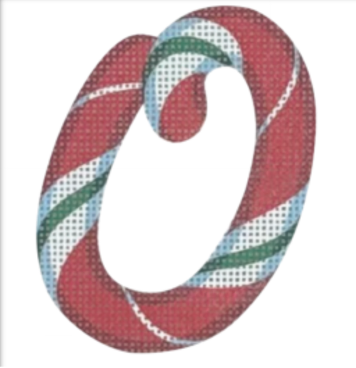 Pepperberry Designs Candy Cane Letter O Needlepoint Canvas