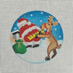 Pepperberry Designs Measuring Santa Reindeer Needlepoint Canvas