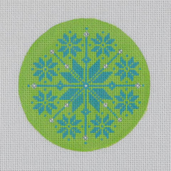 Pepperberry Designs Nordic Snowflake Needlepoint Canvas - Lime