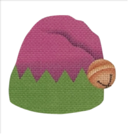 Pepperberry Designs Elf Hat Needlepoint Canvas - Pink and Green