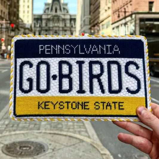 Pip & Roo Go Birds License Plate Needlepoint Canvas