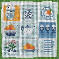 Pippin Studio Blue and White Dishes Needlepoint Canvas